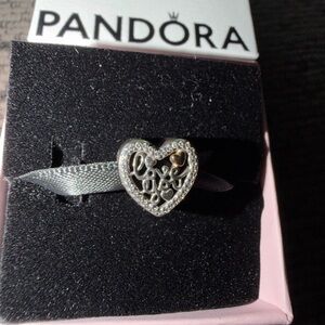 Pandora Two-Tone Silver Heart Charm with Gold Accent